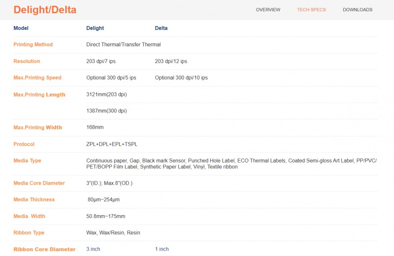 九五至尊VIDelight工业热转印打印机参数